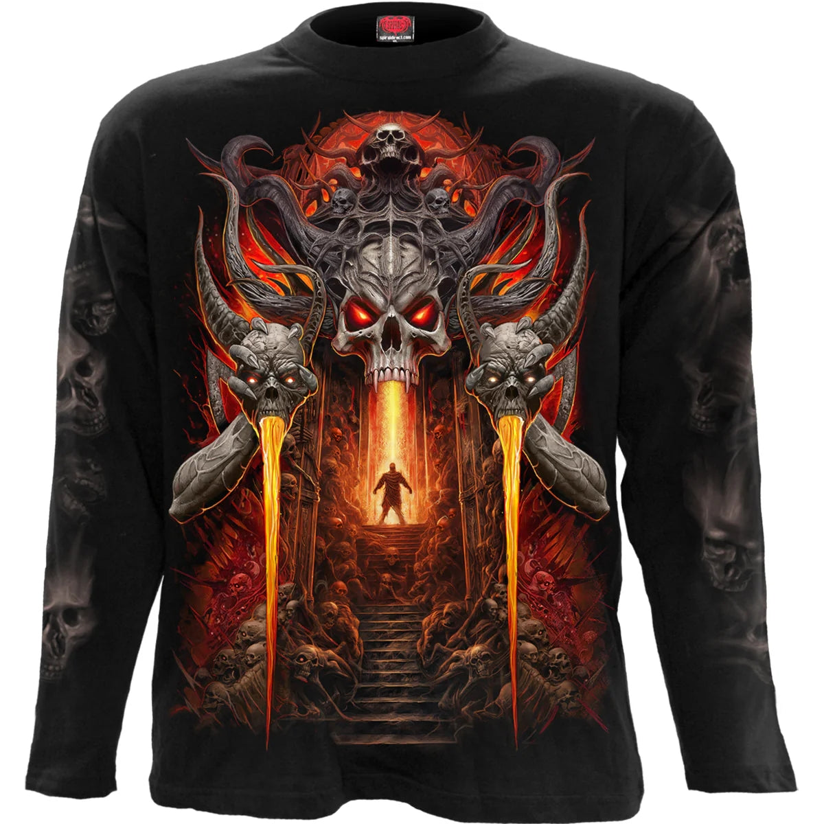 Black - Front - Spiral Direct Unisex Adult Gates Of Hell Long-Sleeved T-Shirt