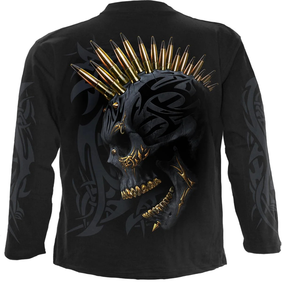 Black - Back - Spiral Direct Unisex Adult Black Gold Long-Sleeved T-Shirt