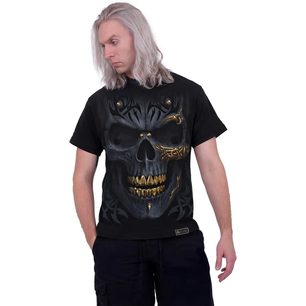 Black - Back - Spiral Direct Unisex Adult Black Gold T-Shirt