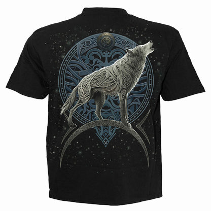Black - Back - Spiral Direct Unisex Adult Celtic Wolf T-Shirt