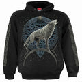 Black - Front - Spiral Direct Unisex Adult Celtic Wolf Hoodie