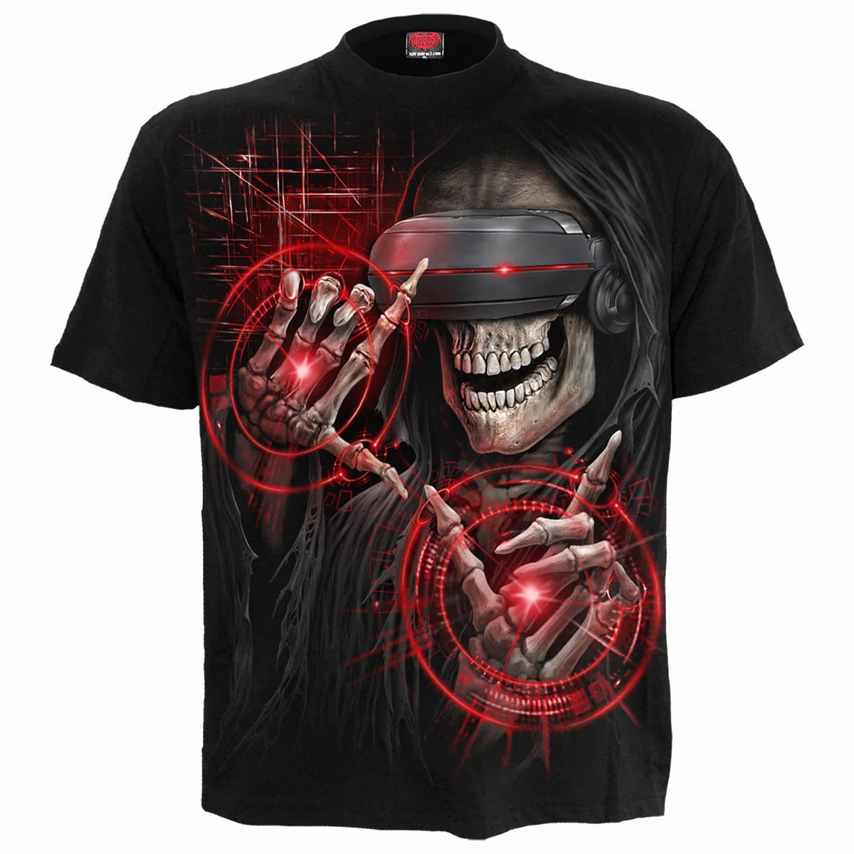 Black - Front - Spiral Direct Unisex Adult Cyber Death T-Shirt