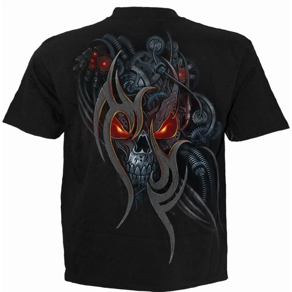 Black - Back - Spiral Direct Unisex Adult Steampunk Skull T-Shirt