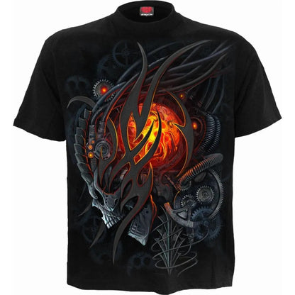 Black - Front - Spiral Direct Unisex Adult Steampunk Skull T-Shirt