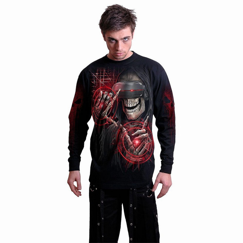 Black - Side - Spiral Direct Unisex Adult Cyber Death Long-Sleeved T-Shirt