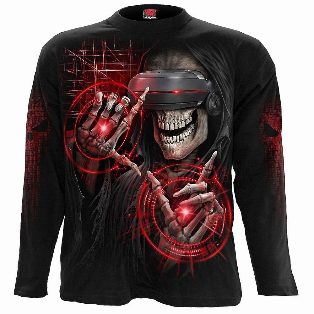 Black - Front - Spiral Direct Unisex Adult Cyber Death Long-Sleeved T-Shirt