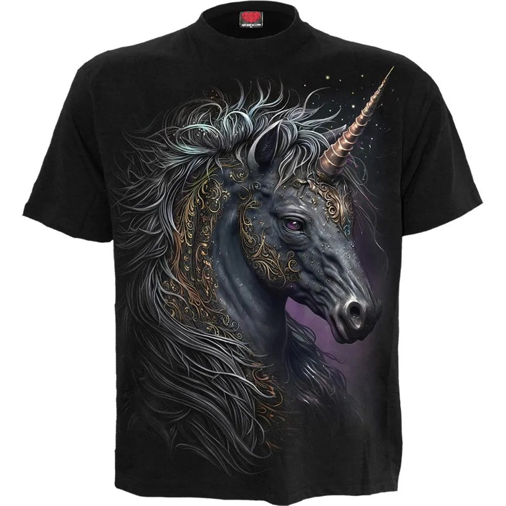 Black - Front - Spiral Direct Unisex Adult Celtic Unicorn T-Shirt