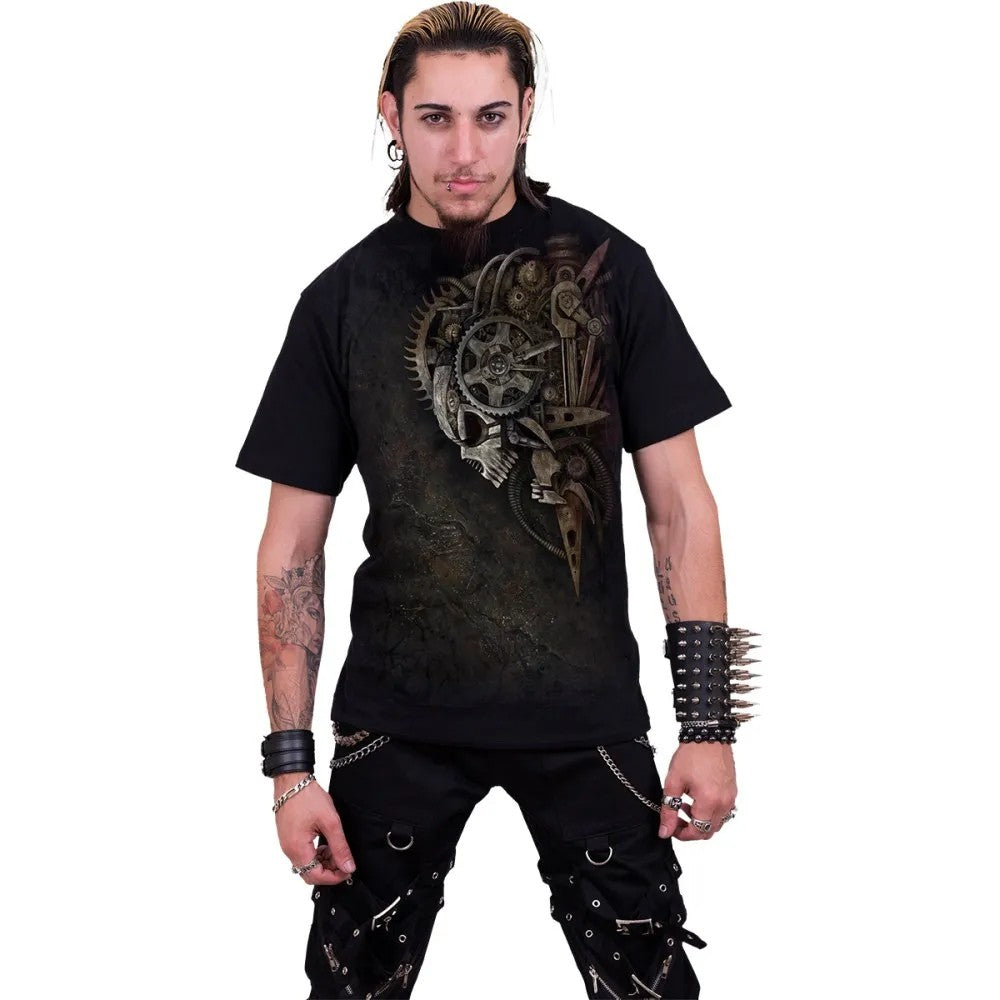 Black - Side - Spiral Direct Unisex Adult Diesel Punk T-Shirt