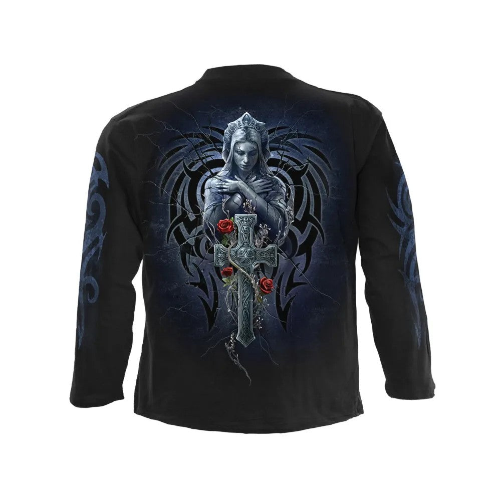 Black - Back - Spiral Direct Unisex Adult Grieving Angel Long-Sleeved T-Shirt