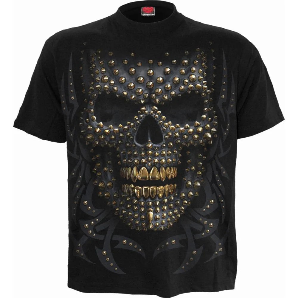 Black - Front - Spiral Direct Unisex Adult Black Gold T-Shirt