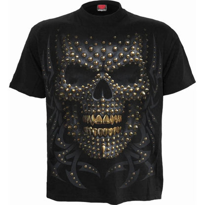 Black - Front - Spiral Direct Unisex Adult Black Gold T-Shirt