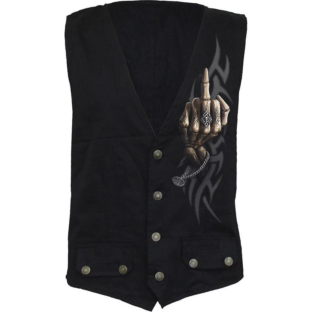 Black - Front - Spiral Direct Unisex Adult Bone Finger Waistcoat