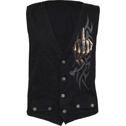 Black - Front - Spiral Direct Unisex Adult Bone Finger Waistcoat
