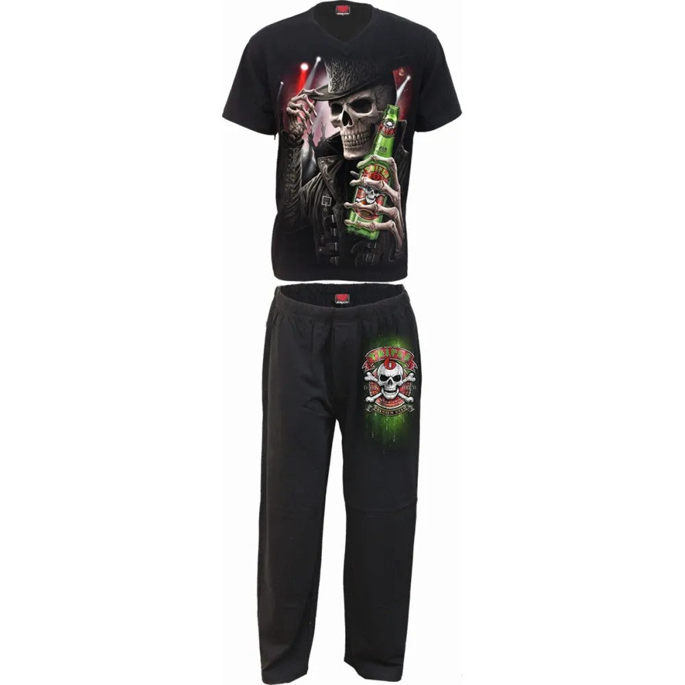 Black - Front - Spiral Direct Unisex Adult Triple 6 Pyjama Set (Pack of 4)