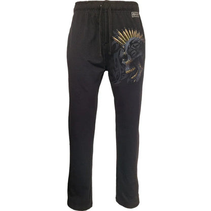 Black - Front - Spiral Direct Unisex Adult Black Gold Pyjama Bottoms