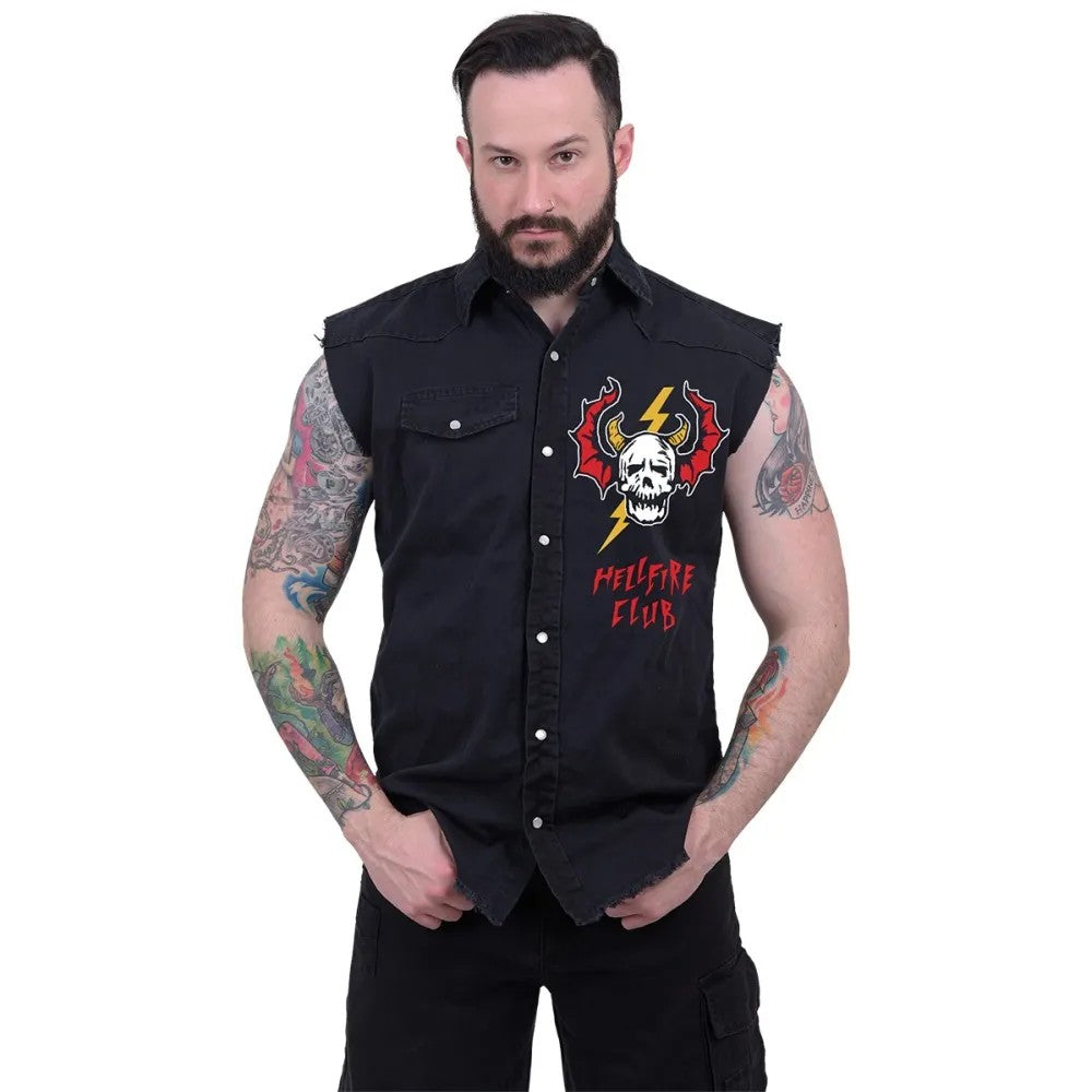 Black - Side - Spiral Direct Unisex Adult Hell Fire Club Stranger Things Shirt