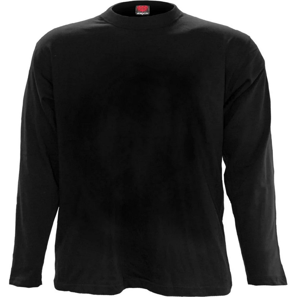 Black - Front - Spiral Direct Unisex Adult Plain Long-Sleeved T-Shirt