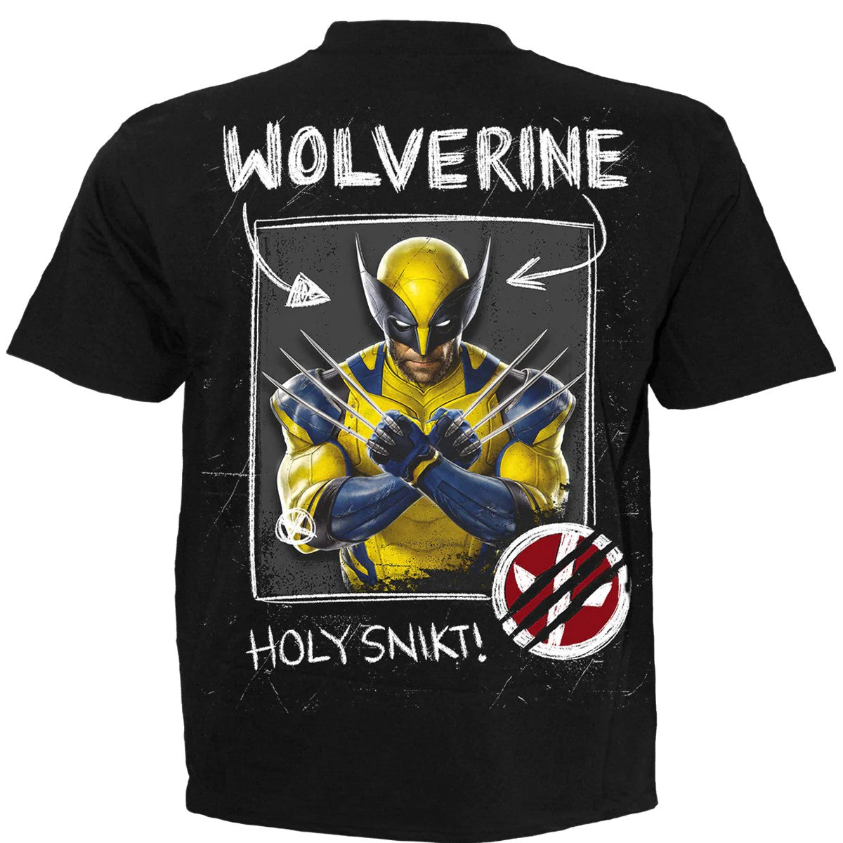 Black - Back - Spiral Direct Unisex Adult Wolverine Sketches Deadpool T-Shirt