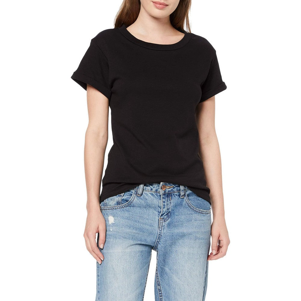Black - Back - Spiral Direct Womens-Ladies Urban Fashion Ripped 2 in 1 Top