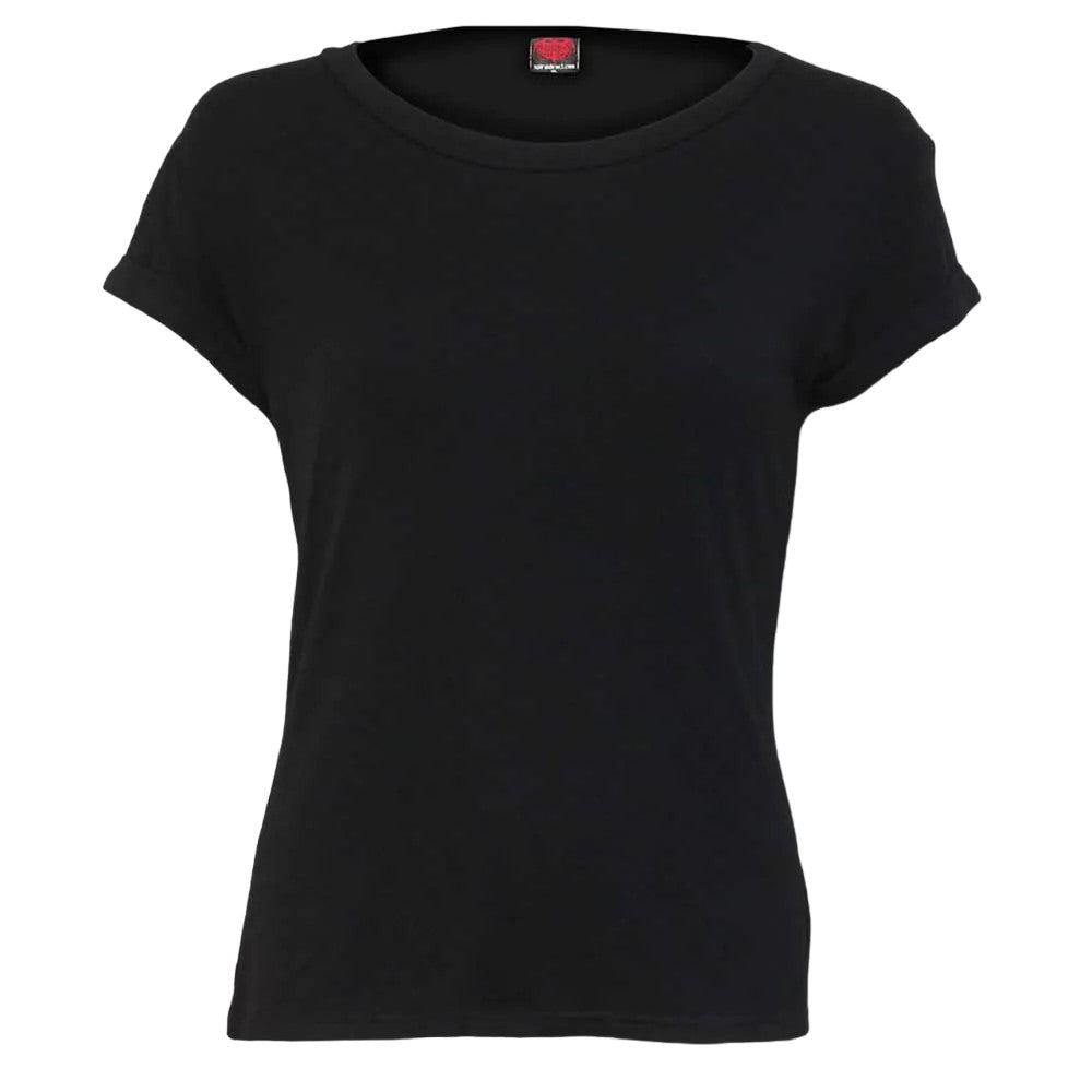 Black - Front - Spiral Direct Womens-Ladies Urban Fashion Ripped 2 in 1 Top