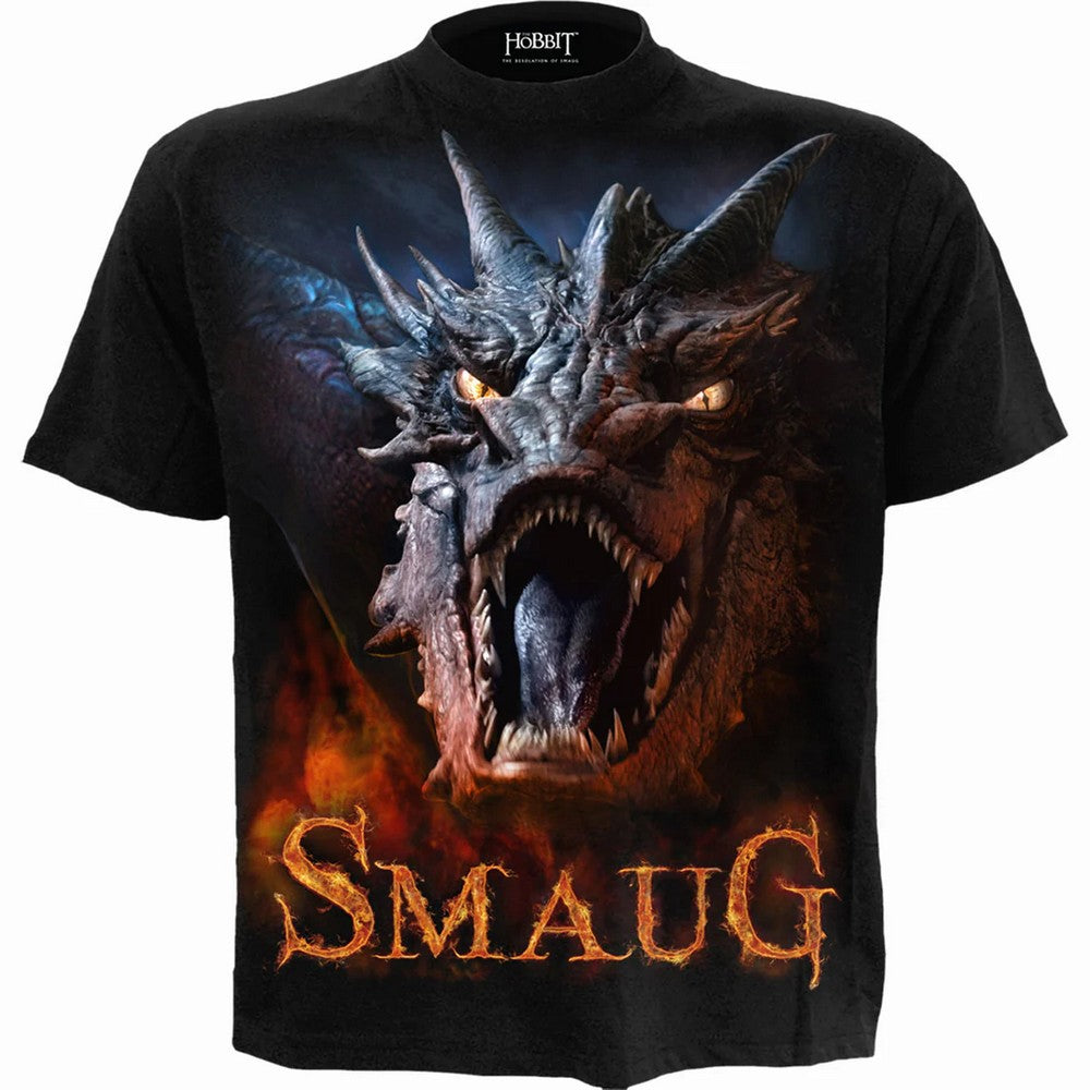 Black - Front - Spiral Direct Womens-Ladies Smaug The Hobbit Turn Up T-Shirt