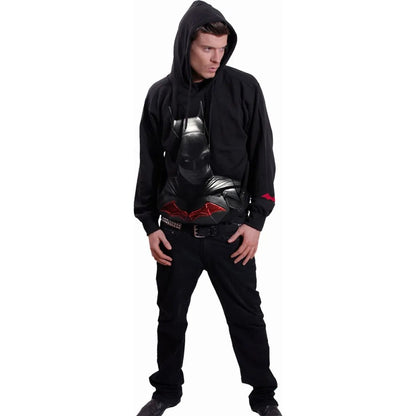 Black - Side - Spiral Direct Unisex Adult Shadows Batman Drawstring Hoodie