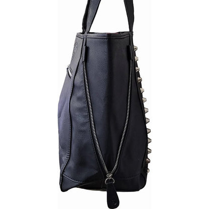 Black - Back - Spiral Direct Celtic Wolf Faux Leather Tote Bag