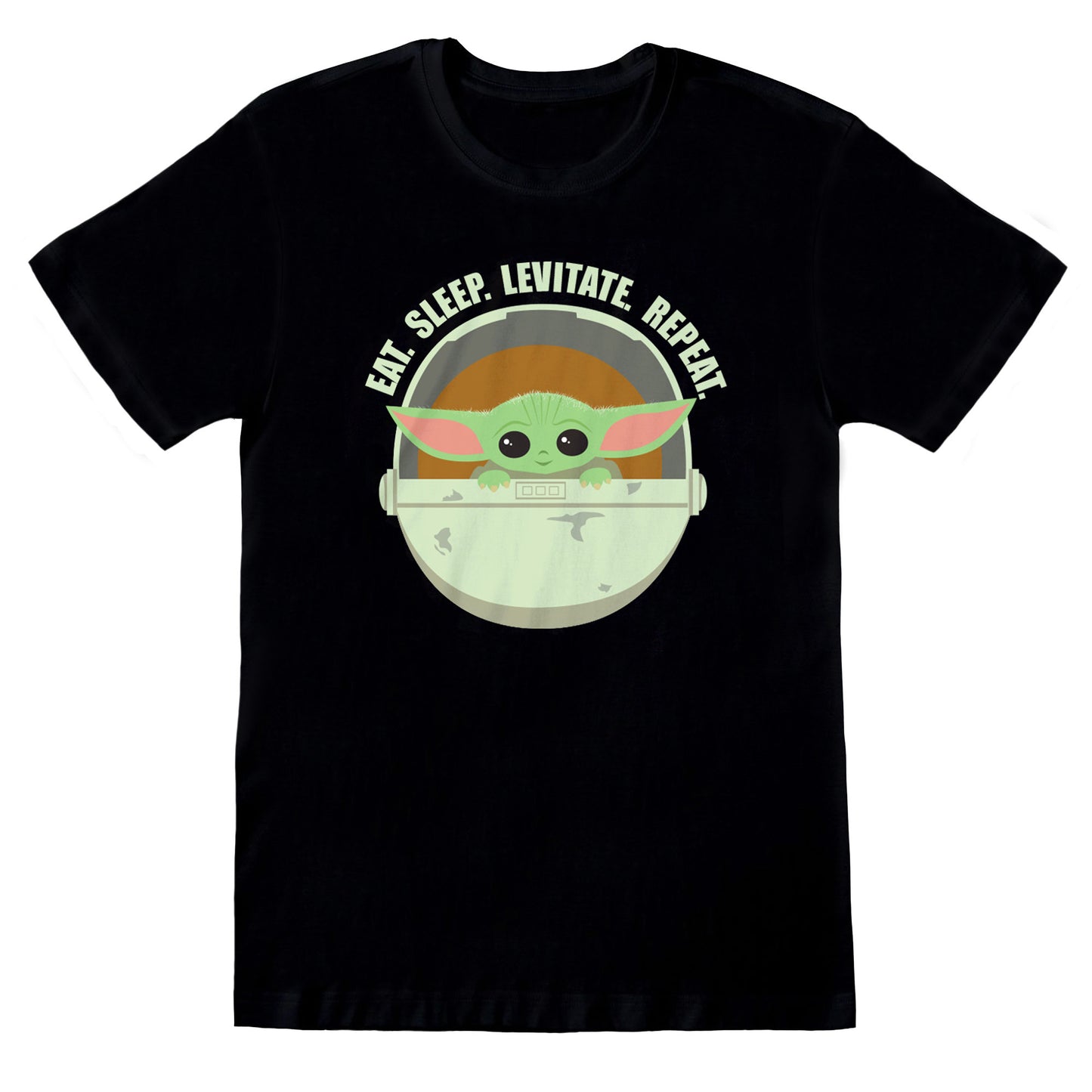Black - Front - Star Wars: The Mandalorian Unisex Adult Eat Sleep Levitate T-Shirt