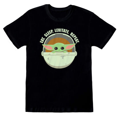 Black - Front - Star Wars: The Mandalorian Unisex Adult Eat Sleep Levitate T-Shirt