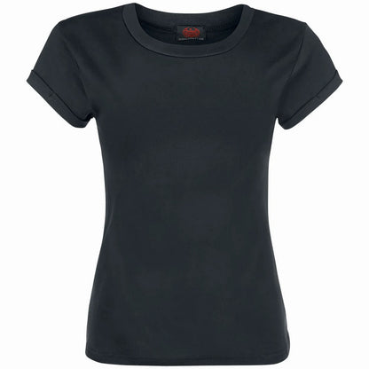 Black - Front - Spiral Direct Girls Urban Fashion Boat Neck Capped Sleeved T-Shirt
