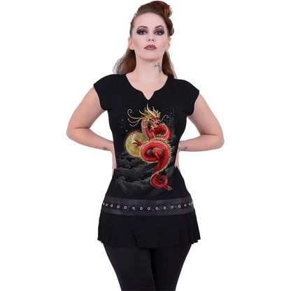 Black - Back - Spiral Direct Womens-Ladies Shenlong Mini Dress