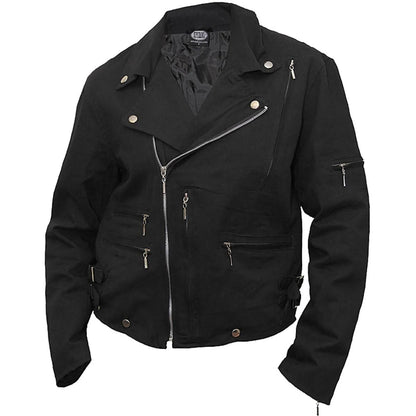 Black - Front - Spiral Direct Unisex Adult Bone Finger Lined Biker Jacket