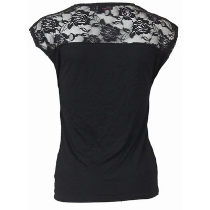 Black - Back - Spiral Direct Womens-Ladies Urban Fashion Lace Lace Shift Top