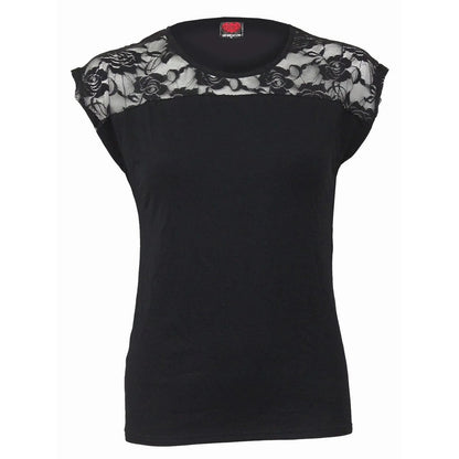 Black - Front - Spiral Direct Womens-Ladies Urban Fashion Lace Lace Shift Top