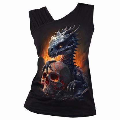 Black - Front - Spiral Direct Womens-Ladies Hatchling Gathered Shoulder Sleeveless Top