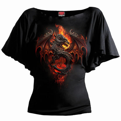 Black - Front - Spiral Direct Womens-Ladies Infernal Duel Short-Sleeved Top