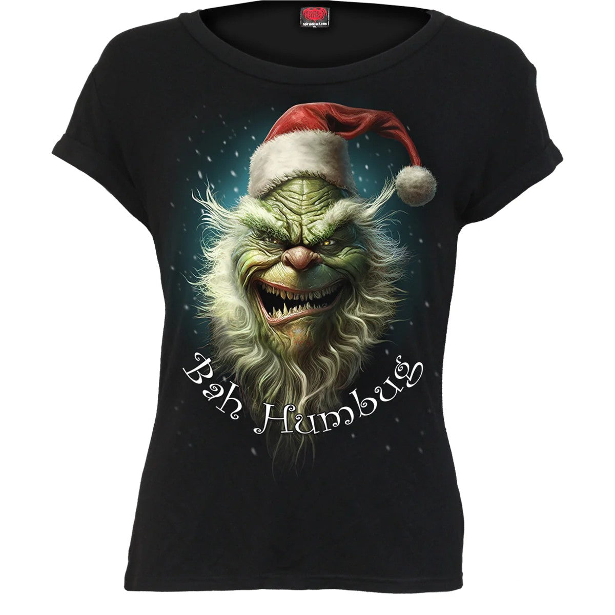 Black - Front - Spiral Direct Womens-Ladies Bah Humbug Short-Sleeved T-Shirt