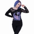 Black - Back - Spiral Direct Womens-Ladies Maternal Instincts One Shoulder Long-Sleeved Top