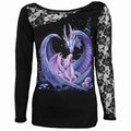 Black - Front - Spiral Direct Womens-Ladies Maternal Instincts One Shoulder Long-Sleeved Top