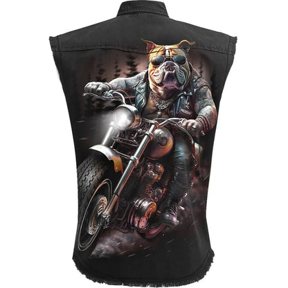 Black - Back - Spiral Direct Unisex Adult Top Dog Stone Wash Shirt