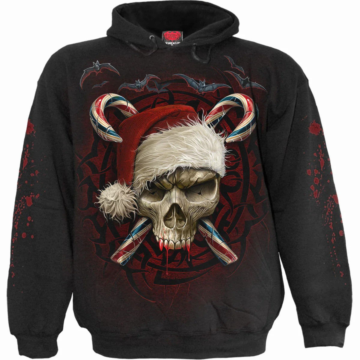 Black - Front - Spiral Direct Unisex Adult Candy Cane Santa Hoodie