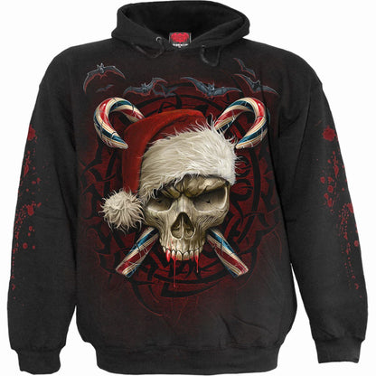 Black - Front - Spiral Direct Unisex Adult Candy Cane Santa Hoodie