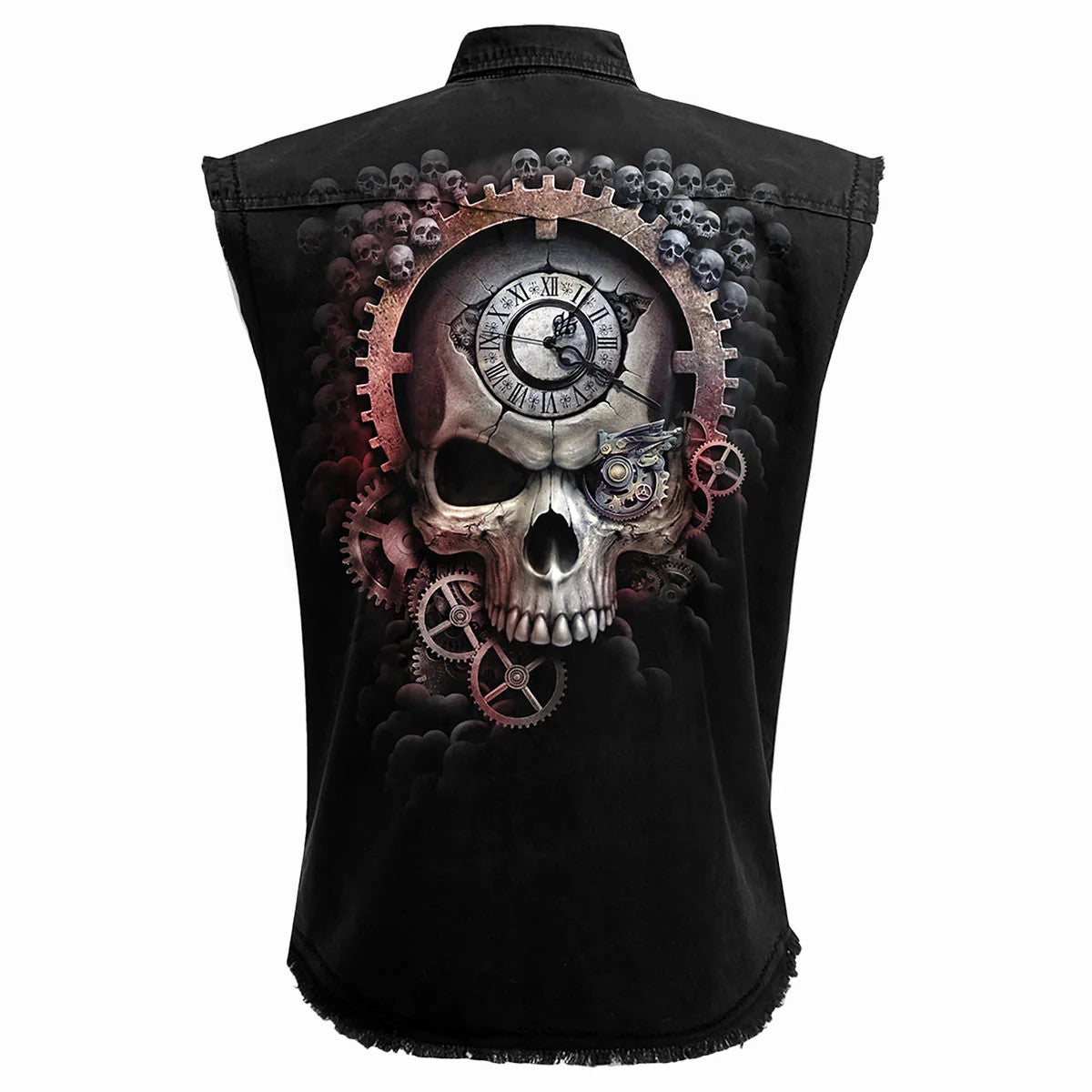 Black - Back - Spiral Direct Unisex Adult Reaper Time Stone Wash Sleeveless Shirt
