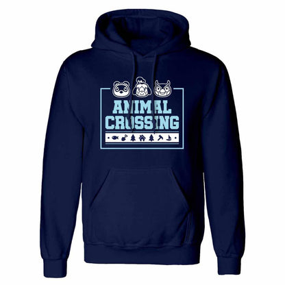 Navy - Front - Animal Crossing Unisex Adult Box Icons Hoodie
