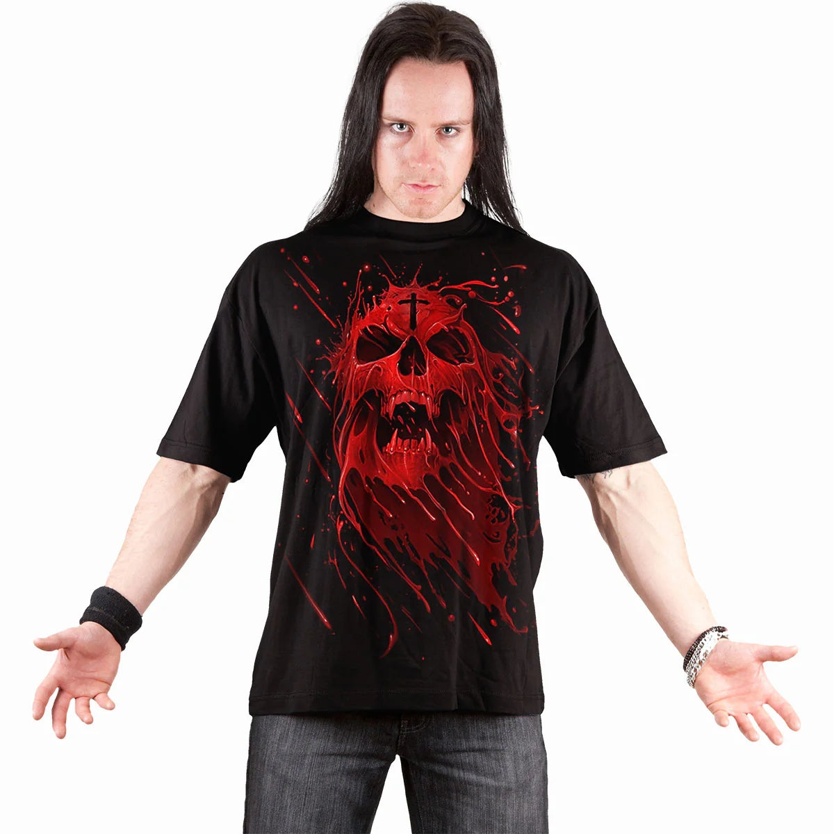 Black - Side - Spiral Direct Unisex Adult Pure Blood T-Shirt