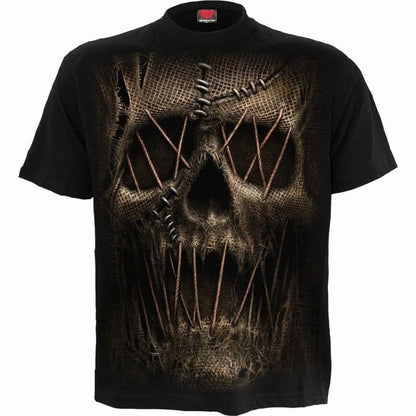 Black - Front - Spiral Direct Unisex Adult Thread Scare T-Shirt