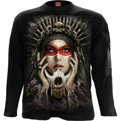 Black - Front - Spiral Direct Unisex Adult Cry Of The Wolf Long-Sleeved T-Shirt