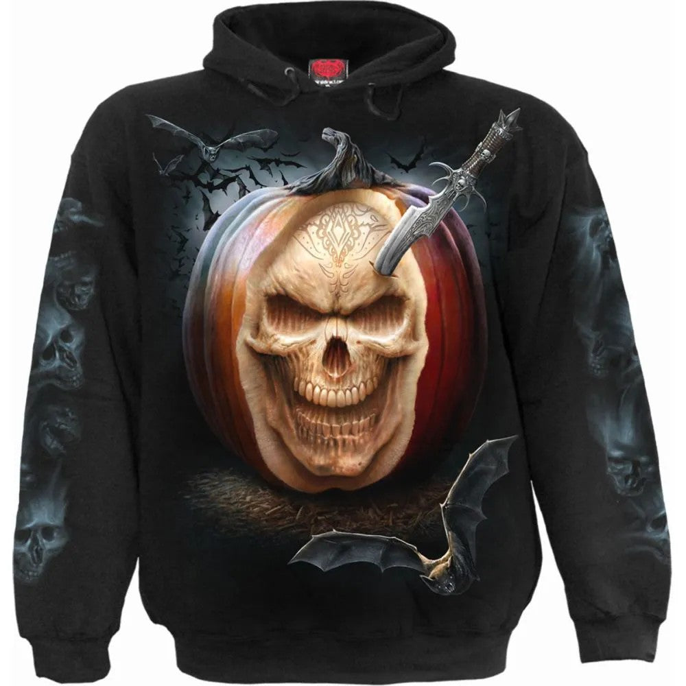 Black - Front - Spiral Direct Unisex Adult Carving Death Hoodie