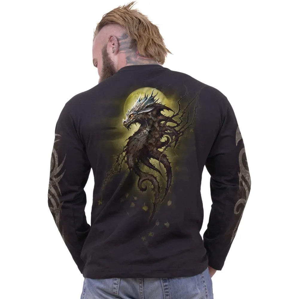 Black - Side - Spiral Direct Unisex Adult Oak Dragon Long-Sleeved T-Shirt