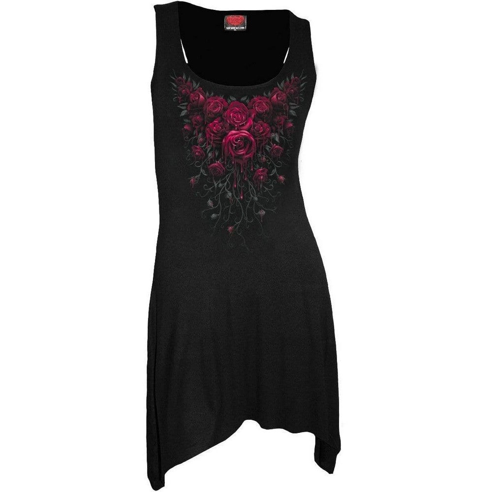 Black - Front - Spiral Direct Womens-Ladies Blood Rose Camisole Dress